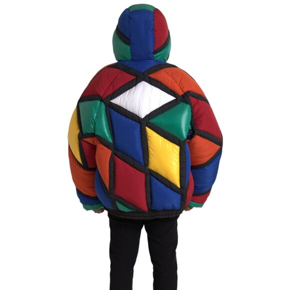 Dolce & Gabbana Multicolor Quilted Hooded Puffer Jacket IT52 XL - Picture 3 of 5